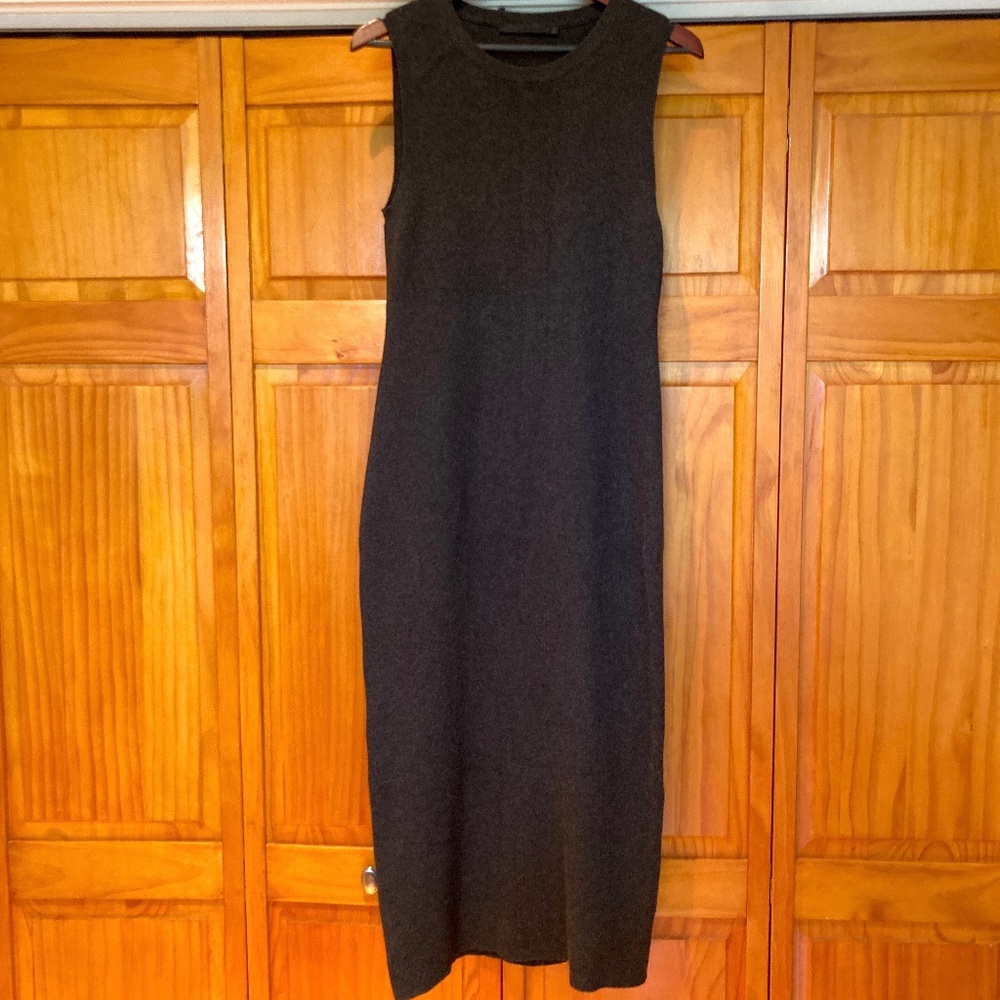 Jenni Kayne Sweater Dress Sleeveless Size Large Charcoal Gray Cotton & Cashmere